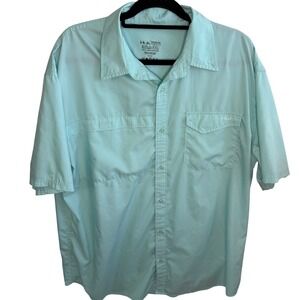 Huk Performance Fishing Shirt Men's XXL Teal Short Sleeve Button Down Fast Ship